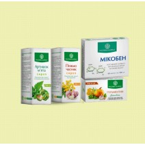 Комплексна програма для дітей від паразитів від Рослина Карпат - Мікобен, Фітосироп Артишок М'ята, Фітосвічки Гельмінтин, Фітосироп Пижмо-часник - 200
